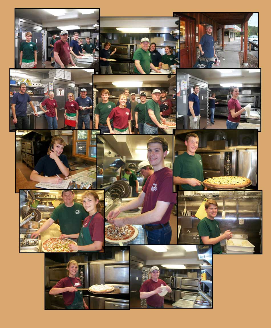 Workers at Rosa's Pizza in Bigfork Montana who consistently prepare and 
        deliver the best pizza, cheese bread, salads and sandwiches you can get 
        in Bigfork